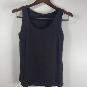 Eileen Fisher Women Top Medium Petite Brown Tank 100% Silk Sleeveless Pullover